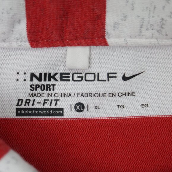 Nike Golf Polo Shirt Mens XL Red/White Dri-Fit Cotton/Polyester Blend S/S - Picture 7 of 13